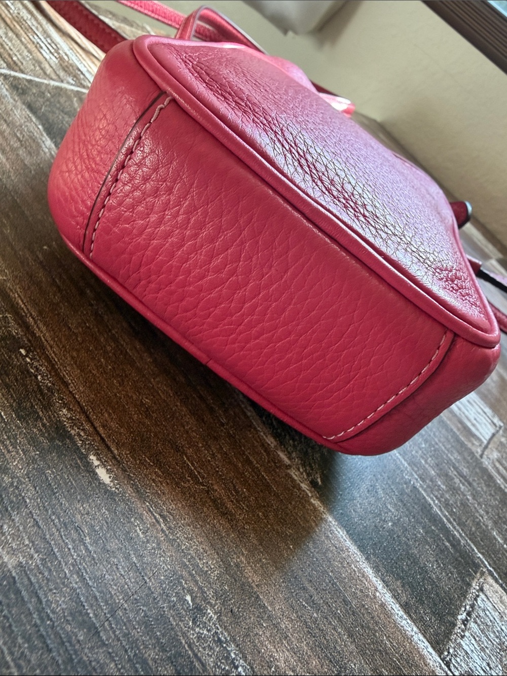 Coach Pebbled Leather Phone Crossbody - Pink with Gold Logo - Picture 14 of 14